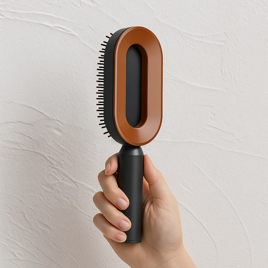 Self-Cleaning Shine Brush – Detangle, Massage and Shine in One Click!