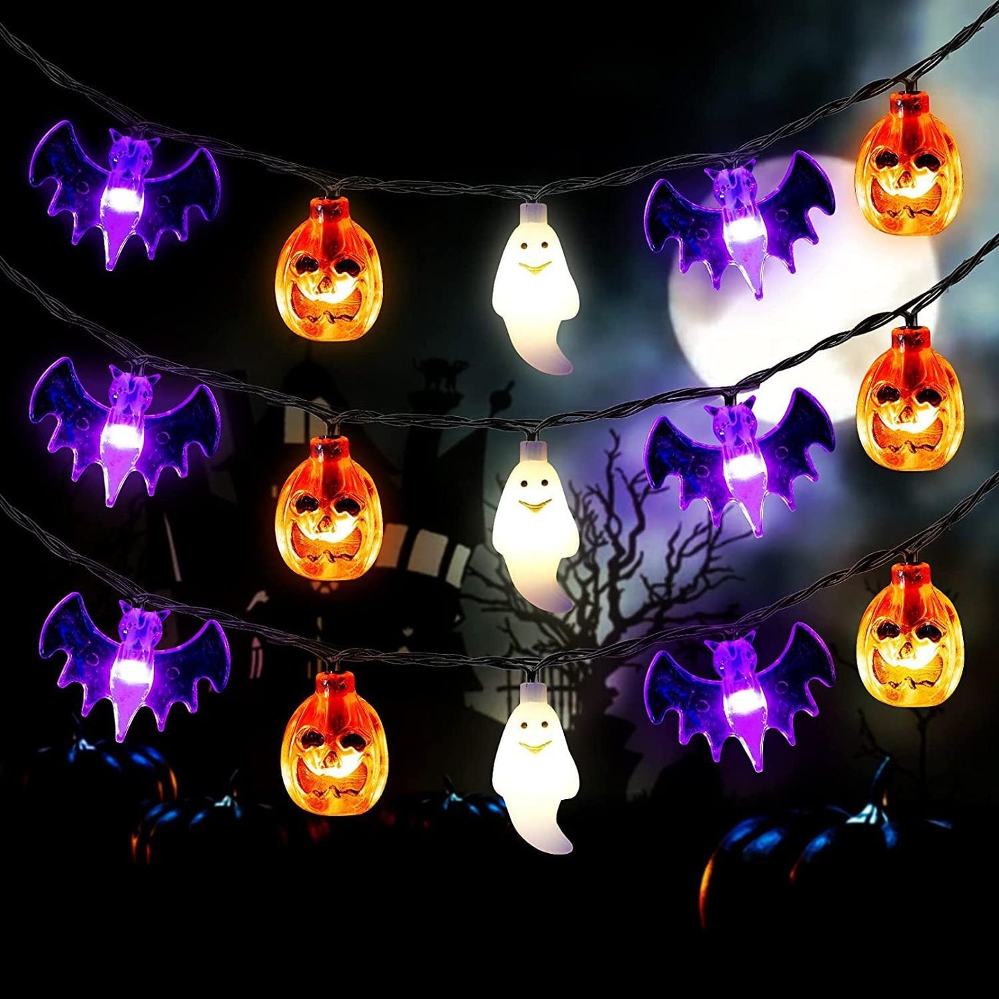 🦇 Macabre Glow – Mesmerizing LED Halloween Garland