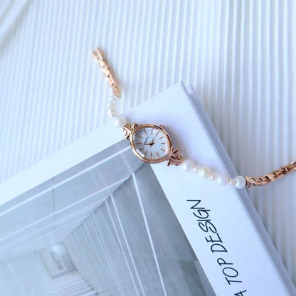 Women's Quartz Watch with Freshwater Pearl Bracelet